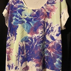 Apt 9 L blue, purple, green floral skirt and short sleeve top
